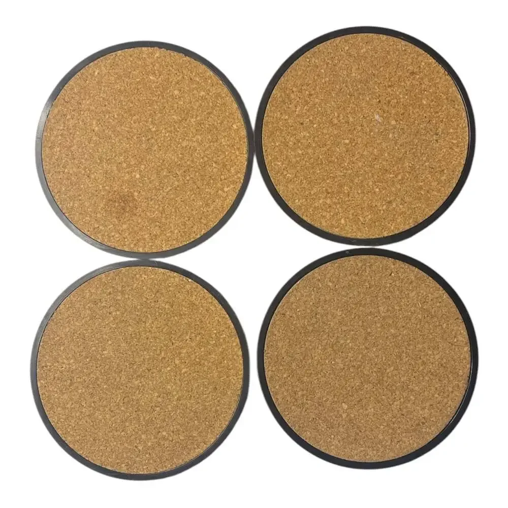 Vtg Collection Set of 4 Round Cork Coasters Shin Yoon-bok Korean Paintings